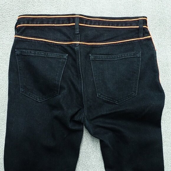 Old Navy Custom Slim Denim Jeans Men 30 X 32 Black Neon Orange Ripped - Picture 7 of 7